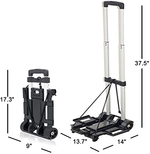 MShop Small Plastic Folding Luggage Cart with 2 Wheels Lightweight Folding Shopping Trolley Mini Luggage Hand Truck for Travel, Moving and Office Use Trolley (LC-01),Black, | The Storepaperoomates Retail Market - Fast Affordable Shopping