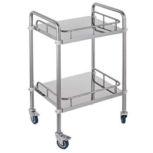 Lab Cart 2 Shelves Rolling Cart Shelf Stainless Steel Utility Cart Catering Cart with Wheels Commercial Wheel Dolly Restaurant Dinging Utility Services (2 Shelves)