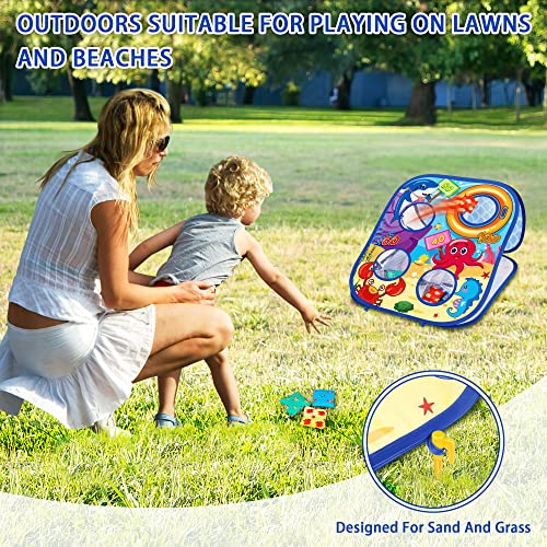 Bean Bag Toss Game Toys for Kids, Ocean Theme Double-Sided Foldable Cornhole Board Toddler Toys, Outdoor Play and Party Supplies Toy Gifts for Boys Girls Age 3 4 5 6 7 8 | The Storepaperoomates Retail Market - Fast Affordable Shopping