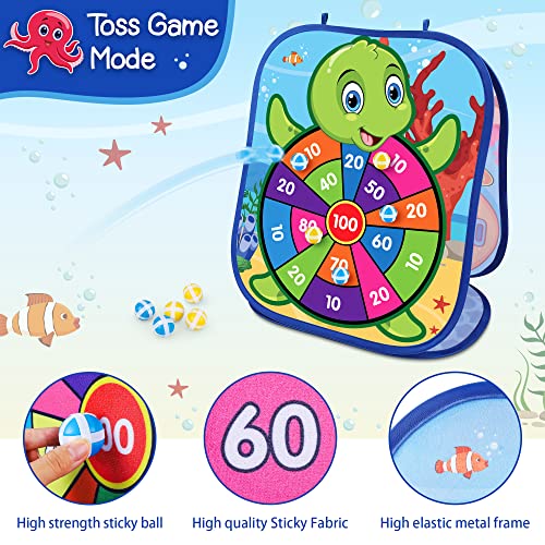 Bean Bag Toss Game Toys for Kids, Ocean Theme Double-Sided Foldable Cornhole Board Toddler Toys, Outdoor Play and Party Supplies Toy Gifts for Boys Girls Age 3 4 5 6 7 8 | The Storepaperoomates Retail Market - Fast Affordable Shopping