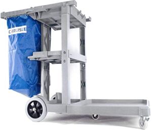 CFS JC1945L23 Polyethylene Long Platform Janitorial Cart, 300 lbs Capacity, 49″ Length x 19″ Width 39″ Height, Gray