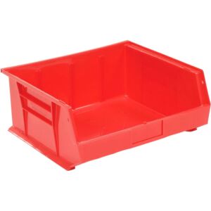Red Plastic Stacking Bin 16-1/2 x 14-3/4 x 7, Lot of 6