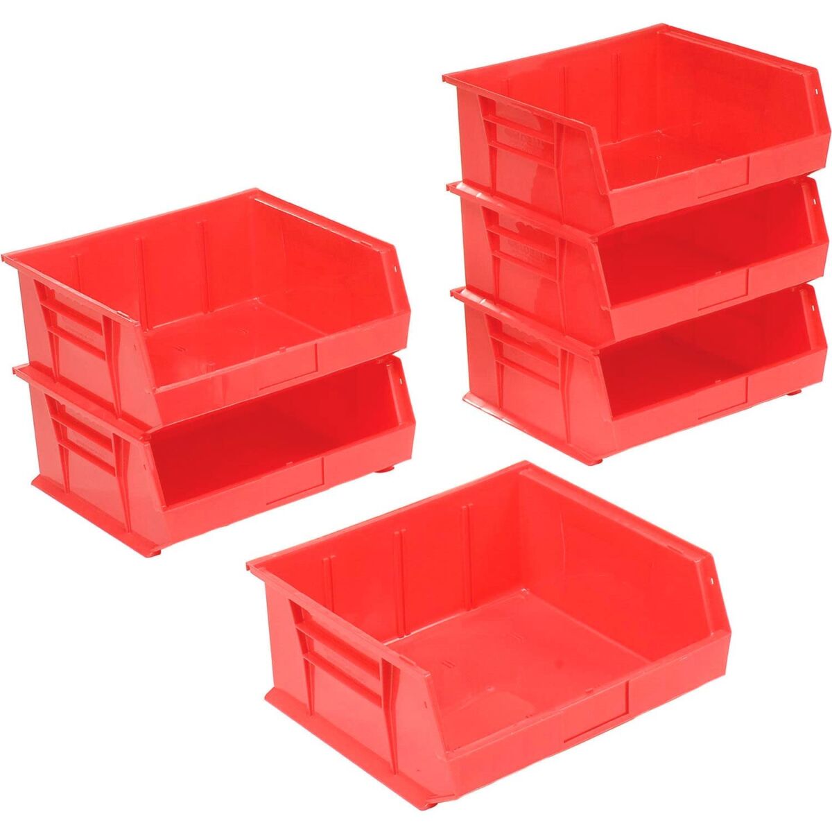 Red Plastic Stacking Bin 16-1/2 x 14-3/4 x 7, Lot of 6 | The Storepaperoomates Retail Market - Fast Affordable Shopping
