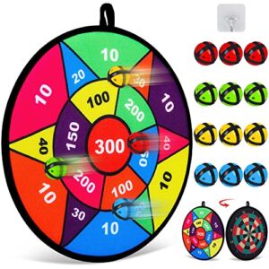 Hony Toy Sports Double Sided Dart Board with 12 Sticky Balls,Indoor Outdoor Party Games Toys Gifts for 5 6 7 8 9 10 11 12 Year Old Boy Kids and Adult