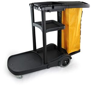 Farag Janitorial Commercial Housekeeping cart Janitorial cart with Cover and Vinyl Bag, L 52″ x W 22″ x H 40″