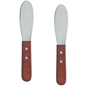 Pack of 2 Stainless Steel Butter Spreader Knife with Wooden Handle