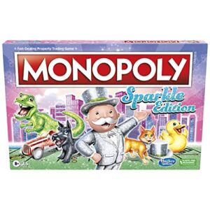 Monopoly Sparkle Edition Board Game, Family Games, with Glittery Tokens, Pearlescent Dice, Sparkly Look, (Amazon Exclusive)