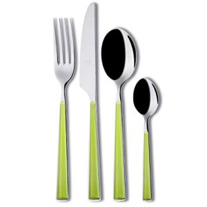 Mepra Primavera Cutlery Set – [24 Piece Set], Olive Green, Mirror Finish, Dishwasher Safe Cutlery for Fine Dining