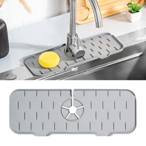 Phoenix Gemini Kitchen Sink Drip Catcher – Silicone Faucet Mat – Kitchen Sink Protectors – Kitchen Sink Splash Guard – (DCGrey)