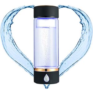 N.P Hydrogen Water Bottle Generator with PEM and SPE Technology,Up to 1500PPB,Portable Hydrogen Water Maker,Hydrogen Water Machine,New Technology Glass Water Ionizer (Black)