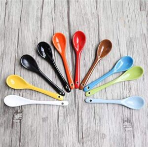 Astra Gourmet 5″ Ceramic Soup Spoons Porcelain Spoons for Coffee, Tea, Yogurt, Ice-cream, Appetizers and Desserts, Set of 8 (Assorted Colors)