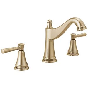 Delta Faucet Mylan Widespread Bathroom Faucet 3 Hole, Gold Bathroom Faucet, Bathroom Sink Faucet, Drain Assembly, Champagne Bronze 35777LF-CZ
