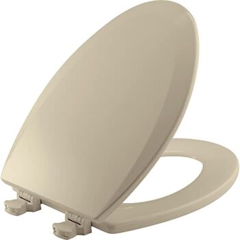 Bemis 1500EC 006 Toilet Seat with Easy Clean & Change Hinges, Elongated, Durable Enameled Wood, Bone | The Storepaperoomates Retail Market - Fast Affordable Shopping