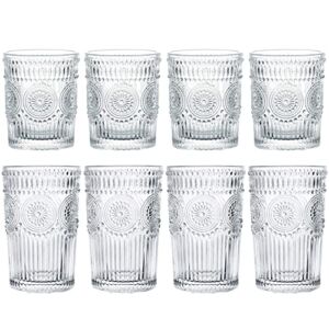 Kingrol Romantic Drinking Glasses, Set of 8 – 4 Highball Glasses (12 oz) and 4 Rocks Glasses (9 oz), Premium Glass Tumblers Glassware Set for Water, Beverages, Beer, Cocktails