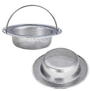 Kitchen Sink Strainer, 2-Pack Sink Strainer Basket with Handle, 4.5″ Diameter, Stainless Steel, Rust Free and Dishwasher Safe