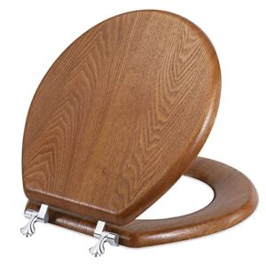 Toilet Seat Round Wood , Wooden Round Toilet Seats for Standard Toilets, Easy to Install (Wood Bright)