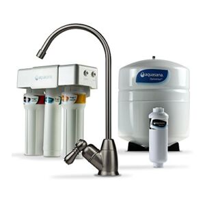 Aquasana Reverse Osmosis Under Sink Water Filter System – Filters 95% Of Fluoride – Kitchen Counter Faucet Filtration – Brushed Nickel – AQ-RO-3.55