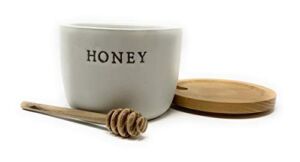 Stoneware Honey Pot with Acacia Wood Dipper and Lid by Hearth and Hand with Magnolia (Standard version)