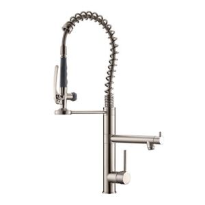 Commercial Kitchen Faucet with Pull Down Sprayer,Modern Single Handle High Arch Pre-Rinse Spring Kitchen Sink Faucet,Brushed Nickel
