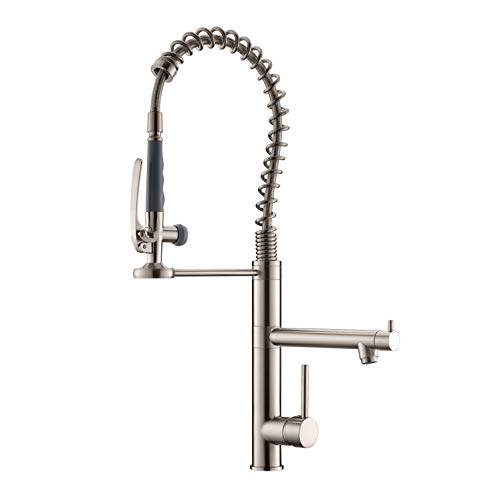 Commercial Kitchen Faucet with Pull Down Sprayer,Modern Single Handle High Arch Pre-Rinse Spring Kitchen Sink Faucet,Brushed Nickel | The Storepaperoomates Retail Market - Fast Affordable Shopping