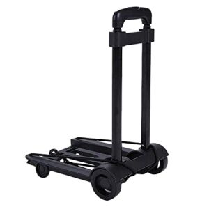 Black Cart Folding Dolly Collapsible Trolley Push Hand Truck Moving w/ 4 Wheels Quir Rolling cart Utility cart Cart with Wheels Hand Truck Utility carts with Wheels Moving Dolly Hand cart