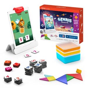 Osmo-Genius Starter Kit for iPad + Family Game Night-7 Educational Learning Games for Spelling & Math-Ages 6-10-STEM Toy Gifts for Kids-Boy &Girl-6 7 8 9 10(Osmo iPad Base Included – Amazon Exclusive)