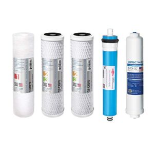 APEC Water Systems FILTER-MAX90 US Made 90 GPD Complete Replacement Set for Ultimate Series Reverse Osmosis Water Filter (Standard 1/4″ Output System), 5 Piece, White