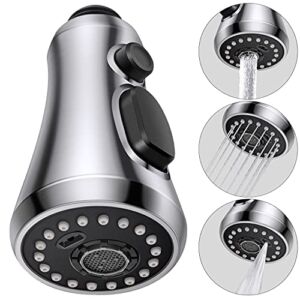 TinyYiko Pull Down Faucet Spray Head,Kitchen Faucet Head,3-Function Kitchen Sink Faucet Replacement Parts Kitchen Faucet Sprayer Head Replacement Kitchen Sink Spray Nozzle, Brushed Nickel