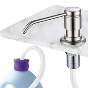 GAGALIFE Soap Dispenser for Kitchen Sink (Brushed Nickel) and Extension Tube Kit, Complete Brass Head, 40″ Silicone Tube Connect to The Soap Bottle Directly, Say Goodbye to Frequent Refills