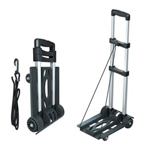 Folding Hand Truck, Antetek Portable Luggage Cart 165 lbs Heavy Duty Utility Cart with 4 Wheels, Fold UP Dolly Cart, Compact and Lightweight for Luggage, Personal, Travel, Auto, Moving and Office