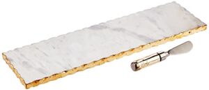 Mud Pie – 40700003 Mud Pie Marble and Gold Edge Hostess Set Serving Platter, One Size, white
