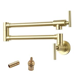 Havin Brass Pot Filler,Pot Filler Faucet Wall Mount,Brass Material,with Double Joint Swing Arms (Brushed Gold)