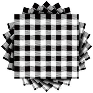 Aneco 60 Pack Black and White Plaid Papers Napkins Luncheon Napkins for Wedding, Party, Birthday, Dinner, Lunch with 3 Layers, 6.5 by 6.5 Inches