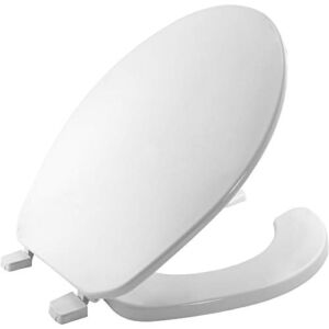 BEMIS 75 000 Commercial Open Front Toilet Seat with Cover, ROUND, Plastic, White