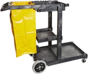 Impact 6850 Janitor’s Cart with 25-Gallon Yellow Vinyl Bag, Polyethylene, 48″ Length x 20-1/2″ Width x 38″ Height, Gray
