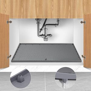 Under Sink Mat, Under Sink Mats for Kitchen Waterproof, Drip Tray with Drain Hole, Suitable for Kitchen and Bathroom 34 “x 22” Silicone