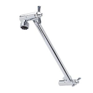 Shower Head Extension Arm by JS Jackson Supplies, Adjustable 10 Inch Showerhead Extender, Solid Brass Construction, Universal Tall Hi-lo Pipe Height Extending (Chrome Finish)