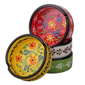 Set of 4 Ashtrays Cute Hand-Paint Ceramic Cigar Ashtray Outdoor Cigarette Ash Tray Colored Ceramic Ashtrays Gloss for Indoor, Outdoor, Patio, Home, Office Smoking Ash Tray Handwork Ashtray (4 Pcs)