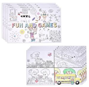 50 Kids Activity Place Mats Disposable Paper 11” x 17” 2 Sided Color Your Own Fun Time Coloring and Puzzle Game Sheet for Restaurants Entertainment Crafts Dinner Party Table Supplies Decorations