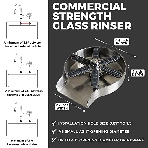 Glass Rinser for Kitchen Sink, Commercial Grade Metal Glass Washer, Bottle Rinser, Stainless Steel Cup Cleaner. Baby Bottles, Jars, Wine Glasses, Coffee Cups. Brushed Nickel Glass Rinser for Sink | The Storepaperoomates Retail Market - Fast Affordable Shopping