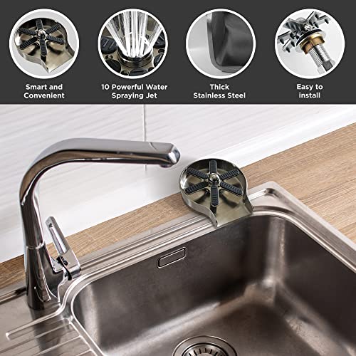 Glass Rinser for Kitchen Sink, Commercial Grade Metal Glass Washer, Bottle Rinser, Stainless Steel Cup Cleaner. Baby Bottles, Jars, Wine Glasses, Coffee Cups. Brushed Nickel Glass Rinser for Sink | The Storepaperoomates Retail Market - Fast Affordable Shopping