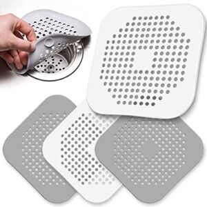 Shower Hair Catcher Durable Silicone Hair Stopper Shower Tub Drain Covers Drain Strainer Easy to Install and Clean with Suction Cup Suit for Bathroom Bathtub and Kitchen 4 Pack