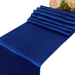 WELMATCH Royal Blue Satin Table Runners – 5 pcs Wedding Banquet Party Event Decoration Table Runners (Royal Blue, 5)