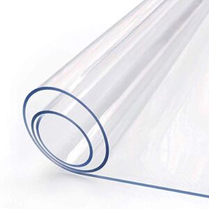 24 x 48 Inch Clear Plastic Dining Room Table Protector Tablecloth Desk Pad Mat Wooden Furniture Coffee Glass End Bed Sofa Side Bar Bistro Dinner Table Cloth Top Protection Cover Waterproof PVC Vinyl