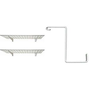 HyLoft 00651 45-Inch by 15-Inch Wall Shelf, Off White, 2-Pack with Add-On Storage Hook Accessory for HyLoft Model-540 Ceiling Rack, 4-Pack