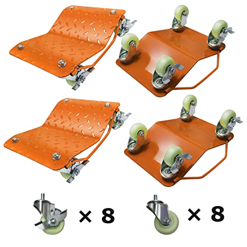 HONYTA Orange Car Dollies-4 Pieces Heavy Duty Tire Car Skates Wheel Dollies Car Vehicle Dolly with 6000LBS Bearing Capacity for Moving Cars | The Storepaperoomates Retail Market - Fast Affordable Shopping