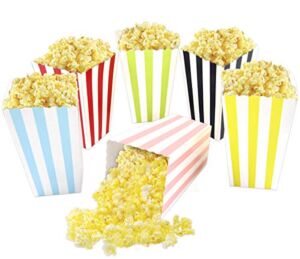 ceiba tree Popcorn Boxes Colorful Striped for Party Movie Night Mini Popcorn Bags Buckets Cardboard Container Supplies for Thursday Night Football 24Pcs