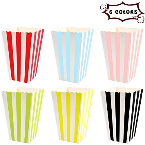 ceiba tree Popcorn Boxes Colorful Striped for Party Movie Night Mini Popcorn Bags Buckets Cardboard Container Supplies for Thursday Night Football 24Pcs | The Storepaperoomates Retail Market - Fast Affordable Shopping
