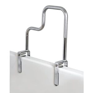 Carex Tri-Grip Bathtub Rail with Chrome Finish – Bathtub Grab Bar Safety Bar For Seniors and Handicap – For Assistance Getting In and Out of Tub, Easy to Install on Most Tubs