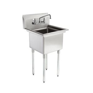 AmGood Commercial Stainless Steel Sink – 1 Compartment Restaurant Kitchen Prep & Utility Sink with 10″ Faucet. NSF Certified. (Bowl Size: 16″ x 14″ + Faucet)
